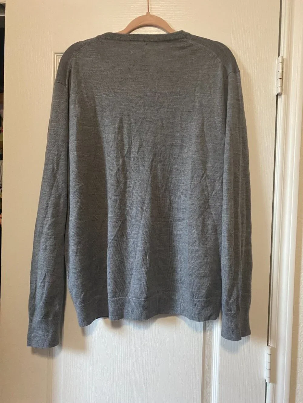 Vintage J.Crew Men's 100% Merino Wool V-Neck Sweater Heather Gray Size XL